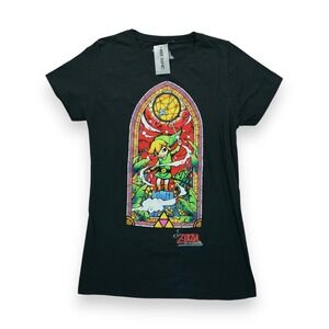 NWT The Legend of Zelda Windwaker Link Glass Window Black‎ T-Shirt Size XL Young